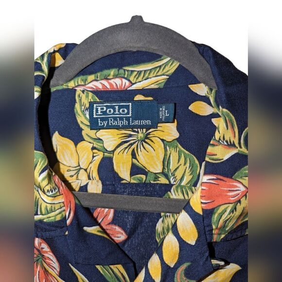 Vintage Polo By Ralph Lauren Floral Colorful Cotton Casual  Shirt Size Large - Picture 4 of 6